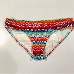 La Blanca Shirred Band Chevron Multi Color Bikini/Bathing Suit Bottom Sz 14